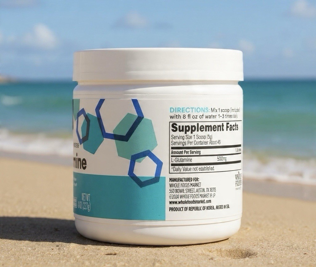 365 Whole Foods Market L-Glutamine Powder 5000mg Vegan 8 oz (227 g)