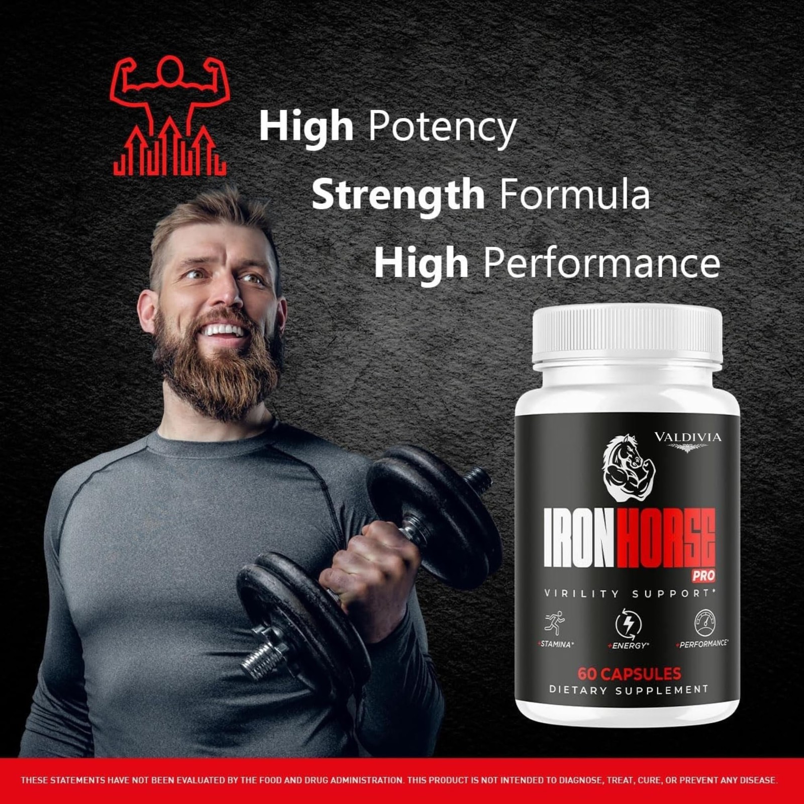 Iron Horse Iron Supplement Capsules Energy Blood Support Anemia 3 Pack 180Ct