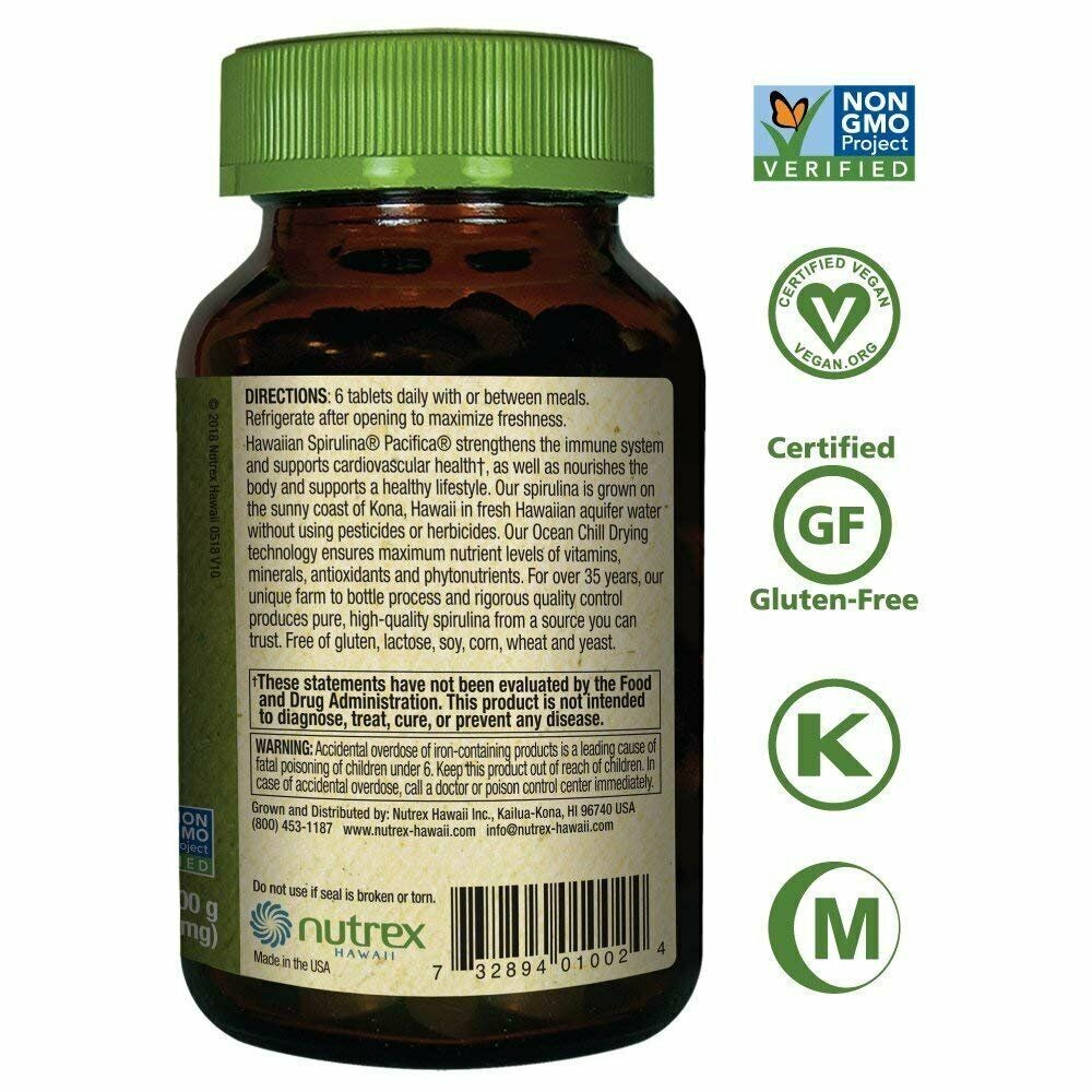 Nutrex Hawaii Pure Hawaiian Spirulina Superfood Supplement Tablets 500mg 200 ct