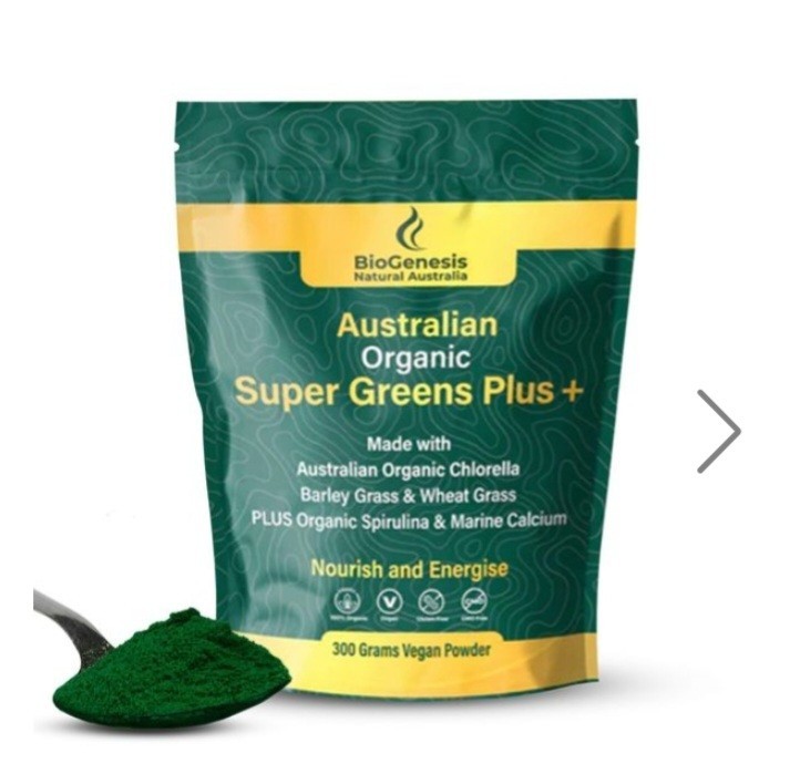 2 Bags Australian Organic Super Greens + Vegan Powder-60 servings/bag Biogenesis
