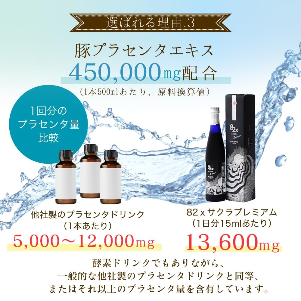 82X Sakura Placenta Liquid Drink Premium Placenta 450,000mg Enzyme Drink F/J