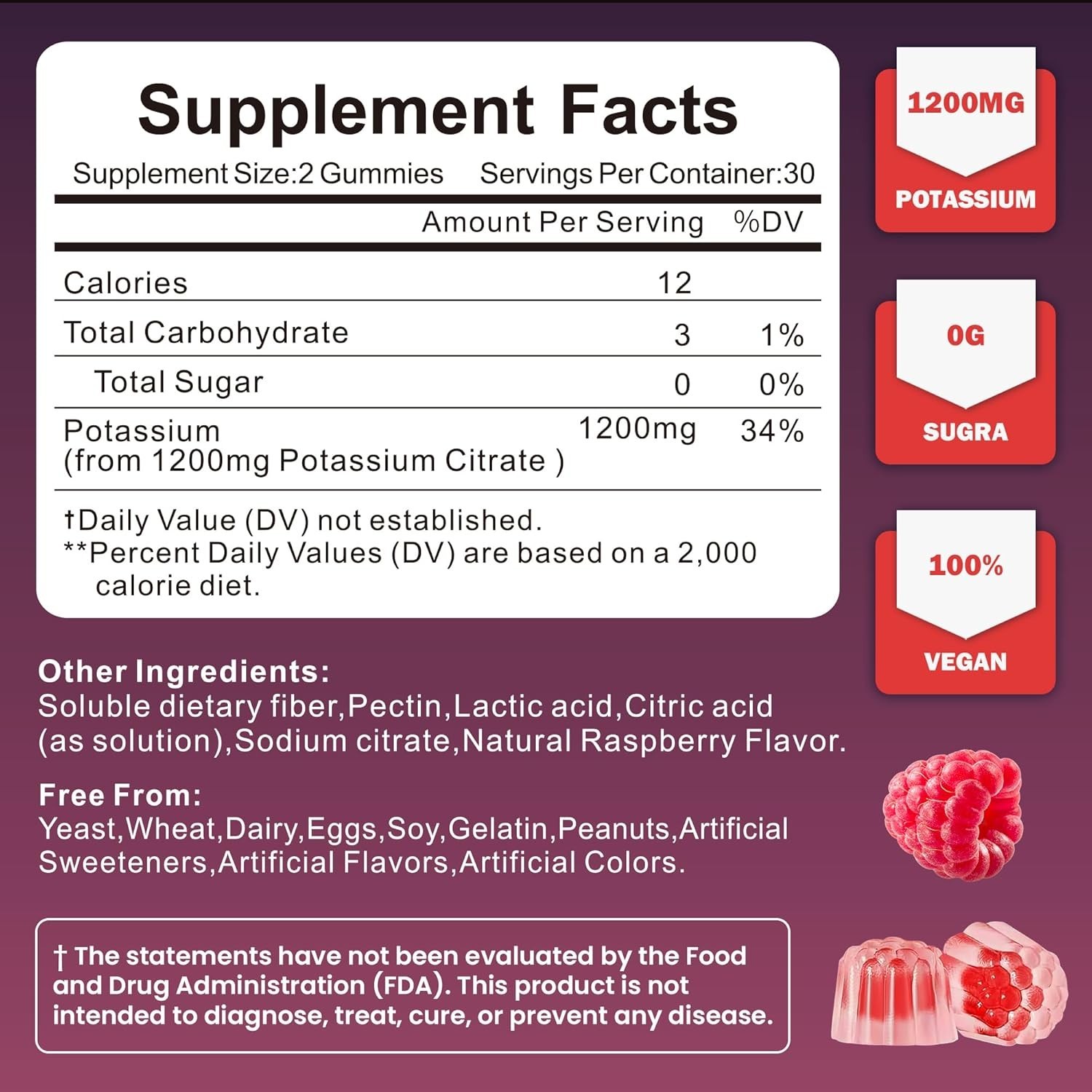 Potassium Citrate Gummies – 1200mg Chewable Potassium Men & Women (60 Count)Musc