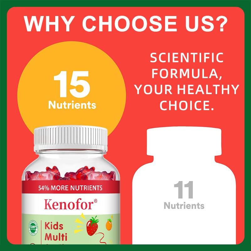 Kids Multi & Fiber Gummies – All-in-One Daily Nutrition Support 60Pcs Non-GMO