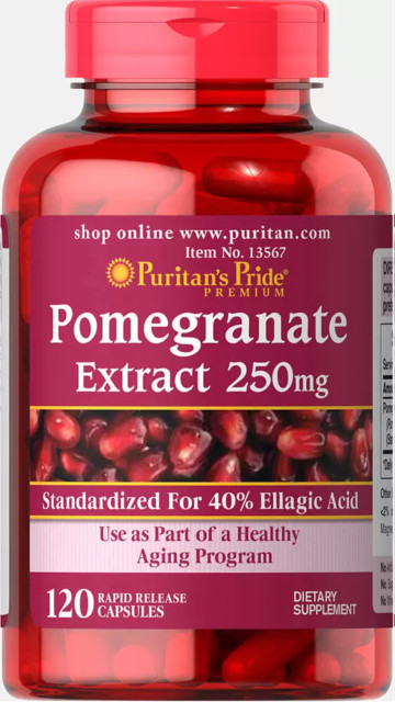 Puritan’s Pride Pomegranate Extract 250mg Dietary Supplement – 120 Capsules