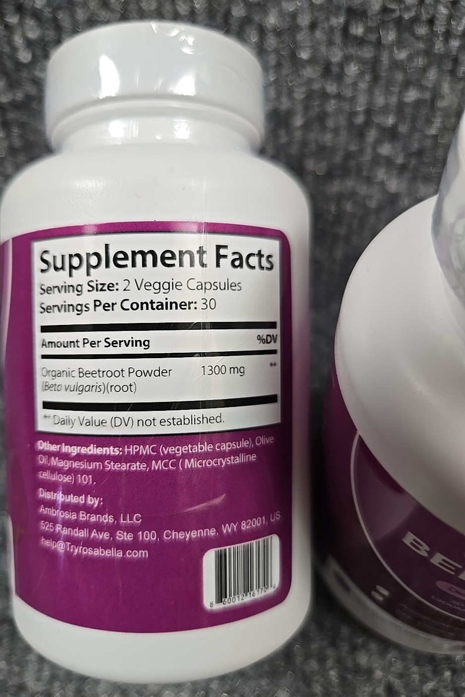 Rosabelle Beetroot 1300mg Organic GMP Certified 120 Capsules Dietary Supplement