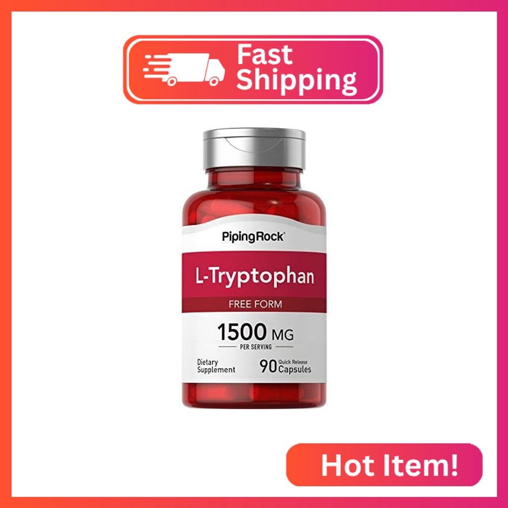 Piping Rock L-Tryptophan 1500 mg | 90 Capsules | Free Form | Non-GMO, Gluten Fre