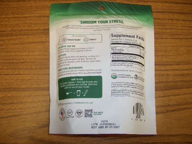 Om Reishi Mushroom Powder Superfood Immune Health-Balance 7.05 oz 100 Servings