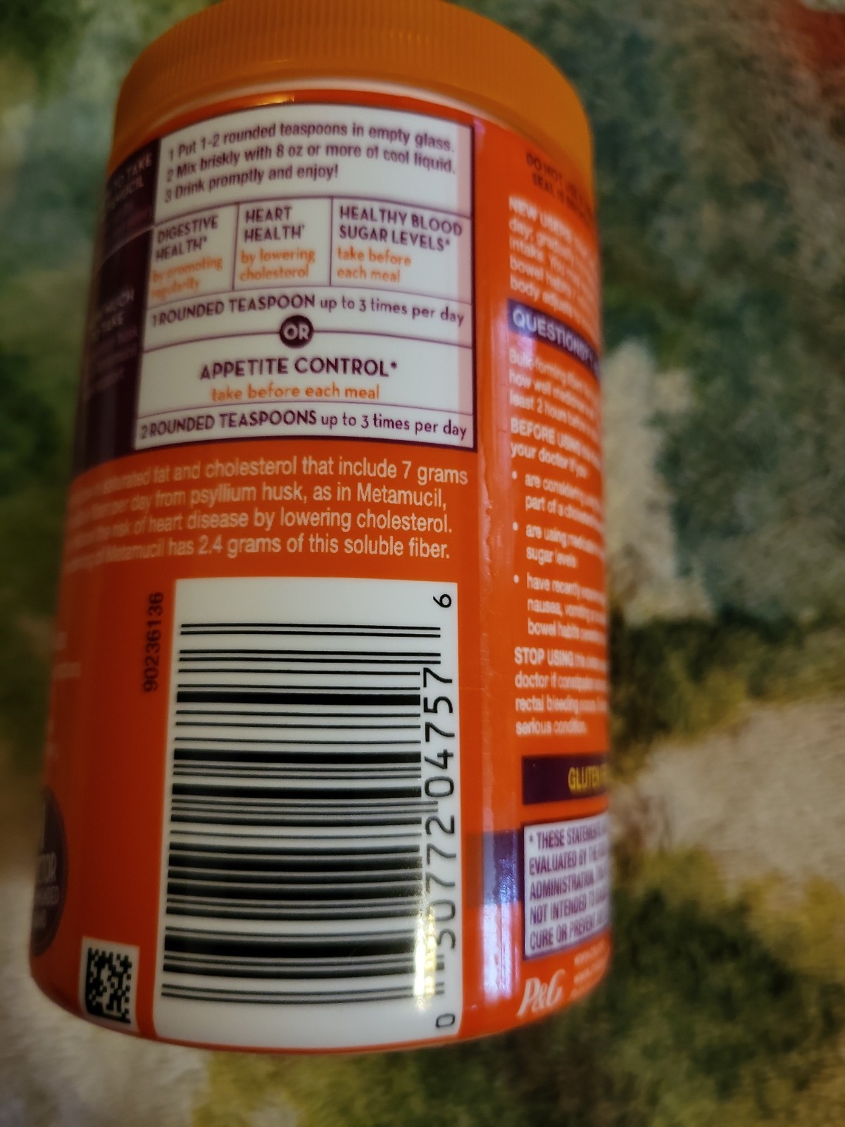Meta Mucil Psyllium Fiber Supplement Premium Blend Orange 6.2oz jar 10/2026