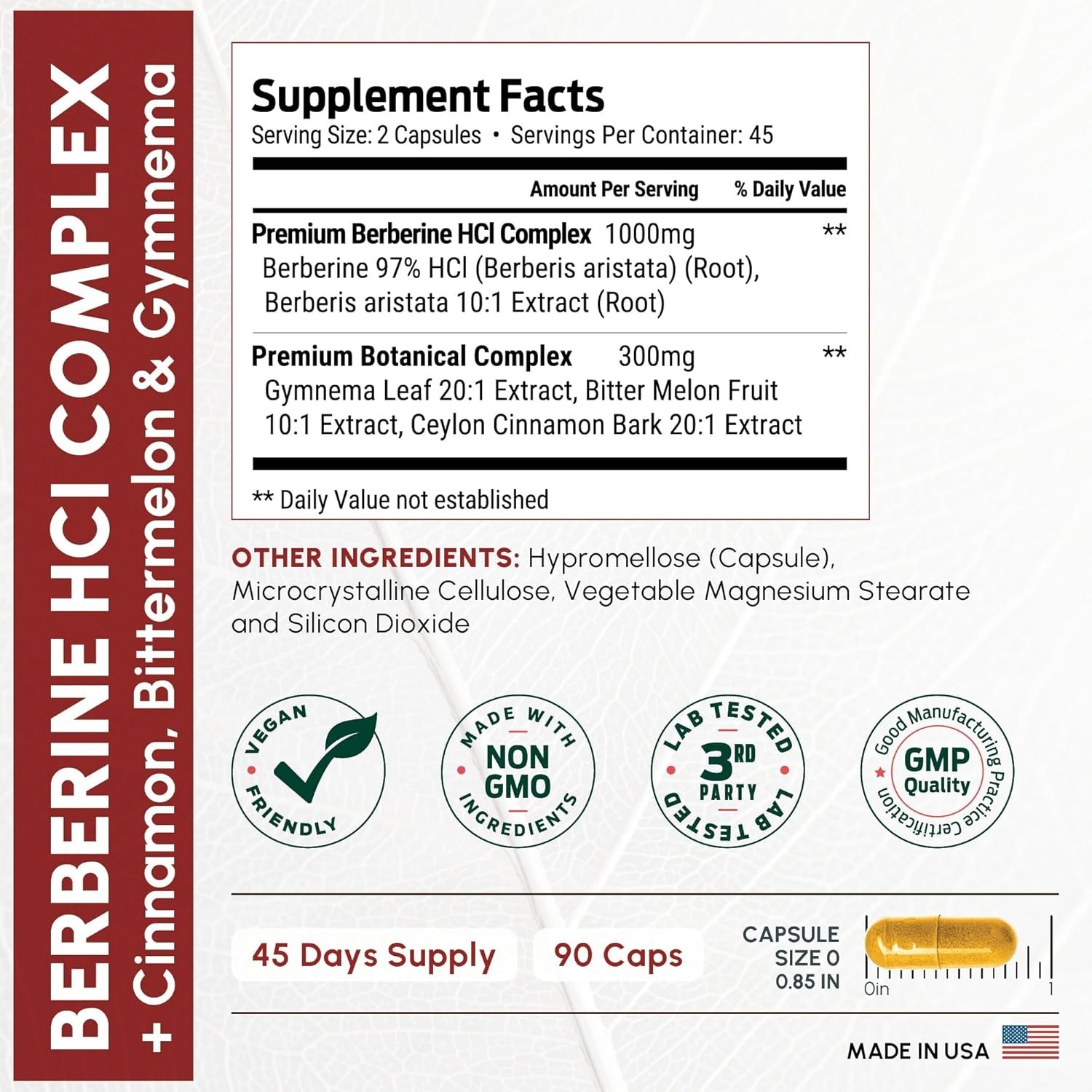 ForestLeaf Berberine 1300mg Supplement – High Potency w/ Cinnamon & Bitter Melon