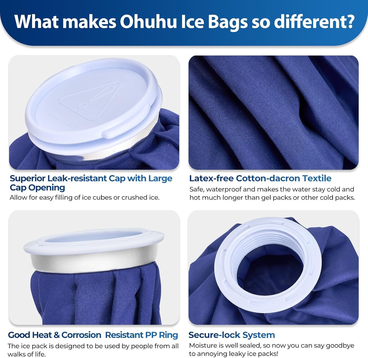 Assorted Size Hot & Cold Therapy Ice Pack w/ Leakproof Lid (3 CT)