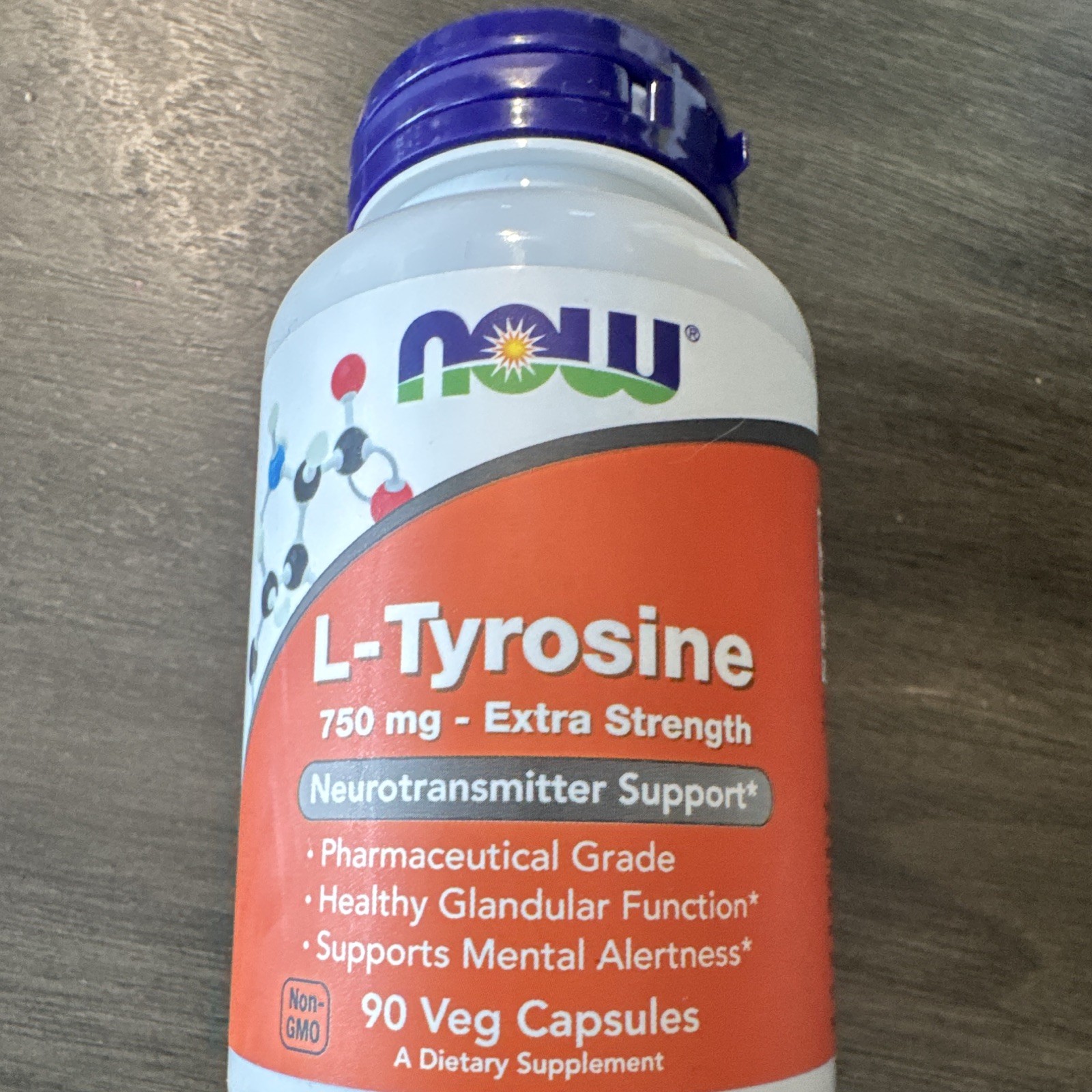 NOW Extra Strength L-Tyrosine 750mg Mental Alertness 90 Veg Caps Non-GMO