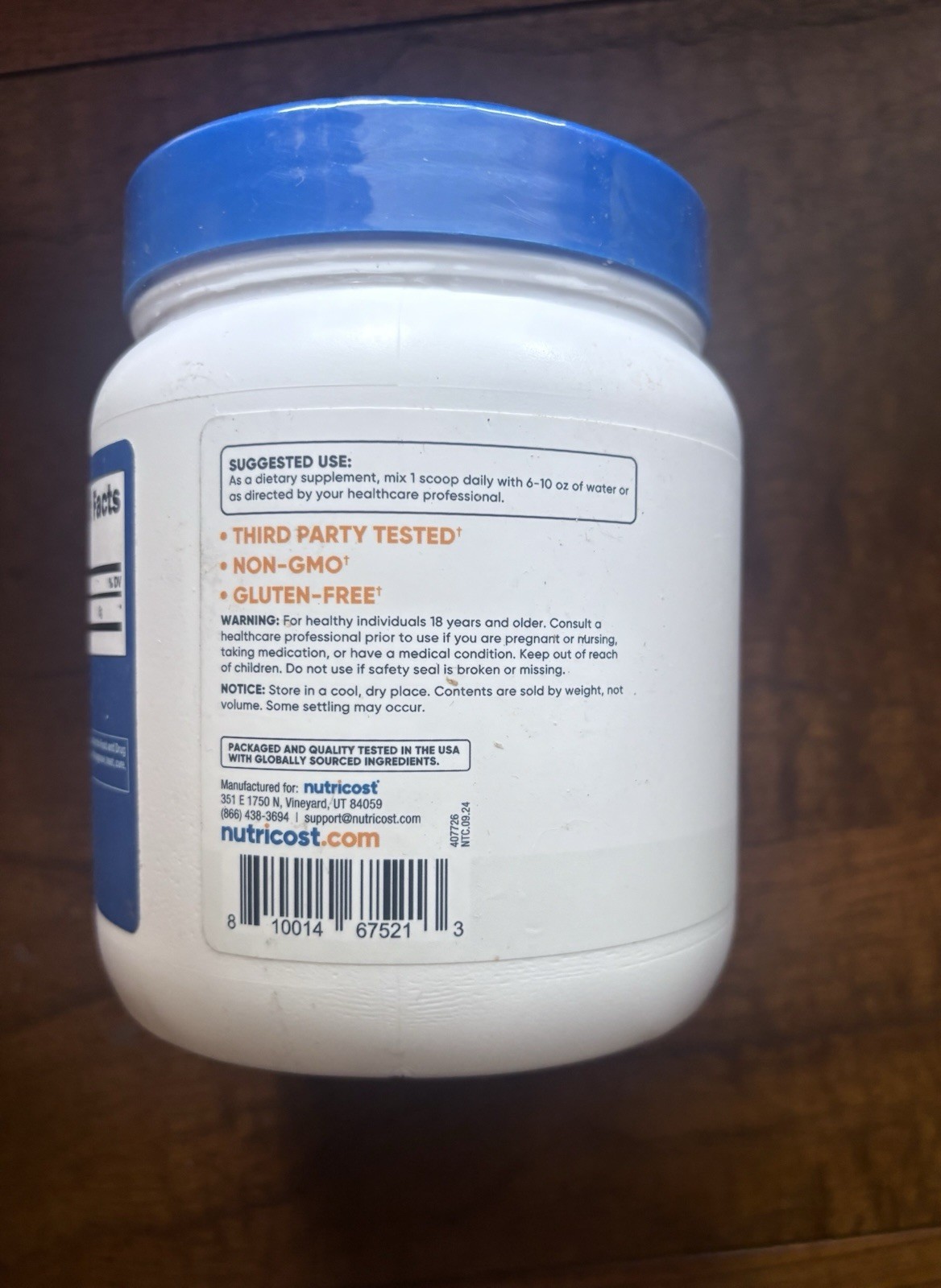 Nutricost L-Glutamine Powder Unflavored | 17.9 oz (100 Servings) EXP: 10/2027