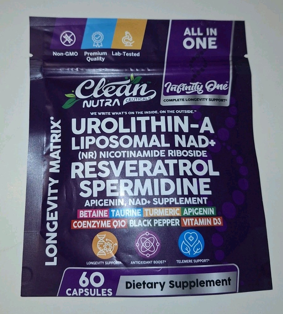 Clean Nutraceuticals Infinity One Urolithin-A NAD+, Purple, 60 Caps