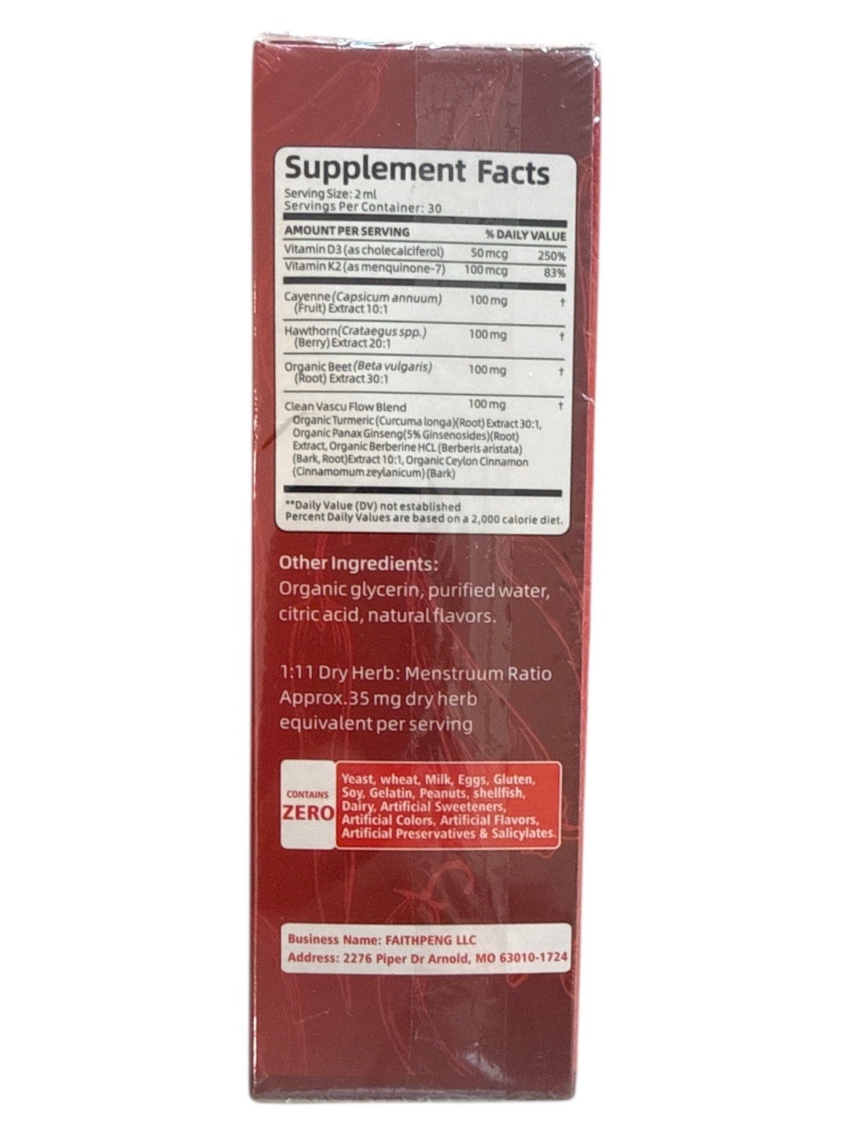 Lanfqa Cayenne Pepper Liquid Drops Heart Health Metabolic Support 2 fl oz (60ml)