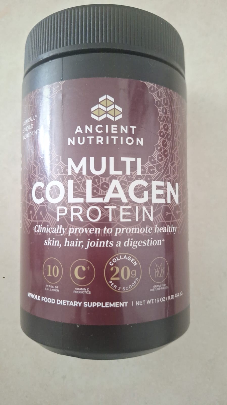 Ancient Nutrition Collagen Powder Protein with Probiotics, Unflavored, 16 Oz
