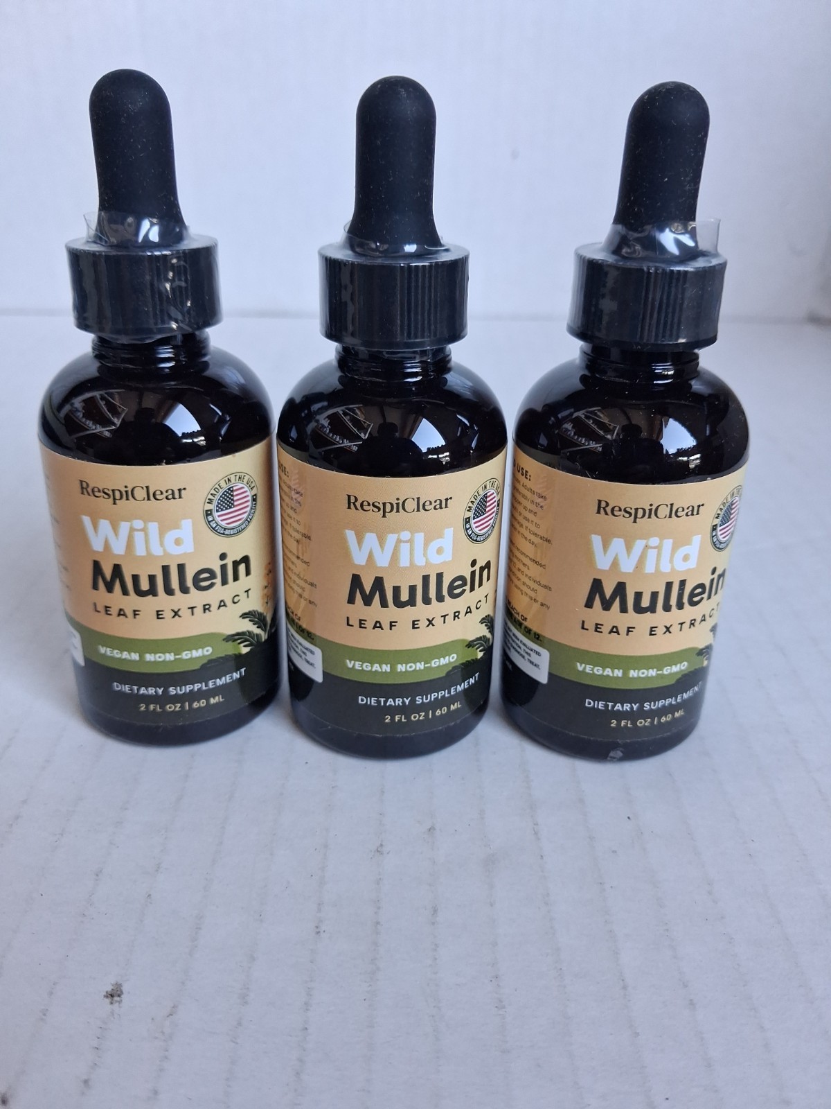 RespiClear Wild Mullein Leaf Extract Vegan Non-GMO Liquid Lemon 2 fl oz 3pk