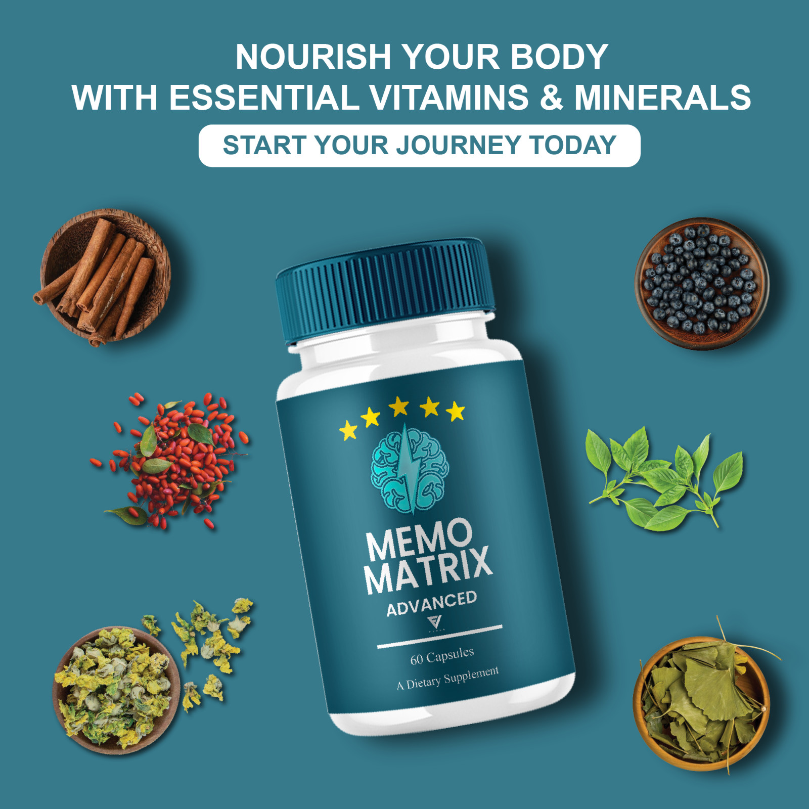 (5 Pack) Memo Matrix Advanced Capsules, Memo Metrix Brain Support (300 Capsules)