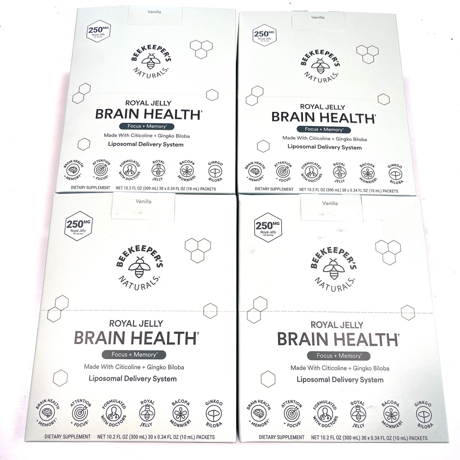 Beekeeper’s Naturals Royal Jelly Brain Health Vanilla Focus + Memory 30 Lot READ