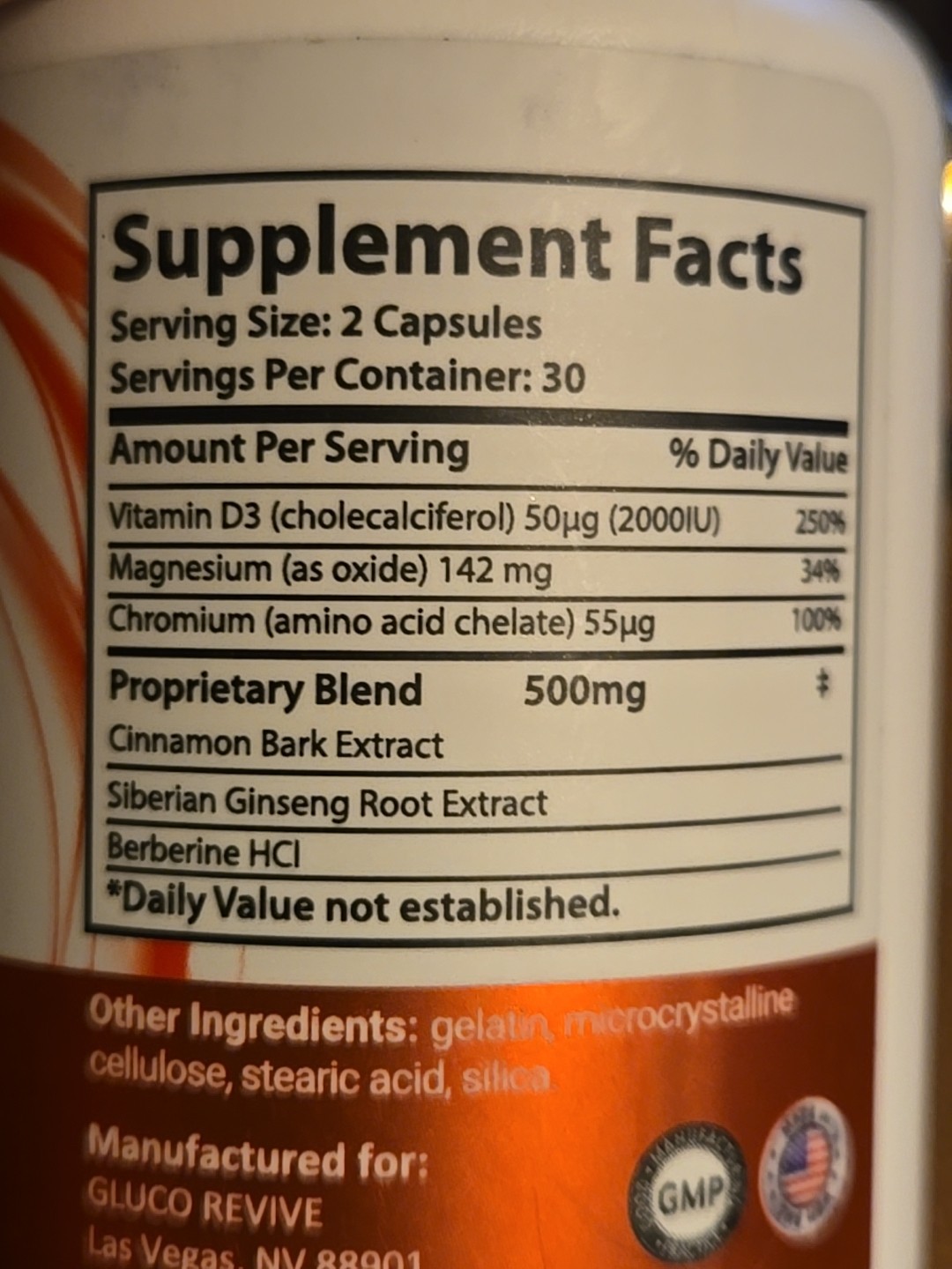 Gluco Revive Blood Support Dietary Supplement 1000mg 60 Capsules L-Lysine HCL