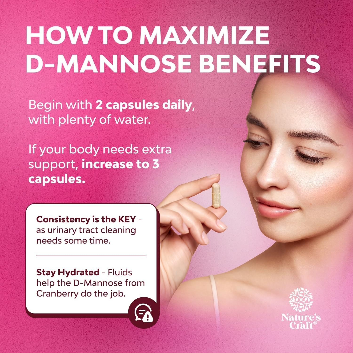 D Mannose Cranberry Extract Capsules for Urinary Tract Health for Women 240ct