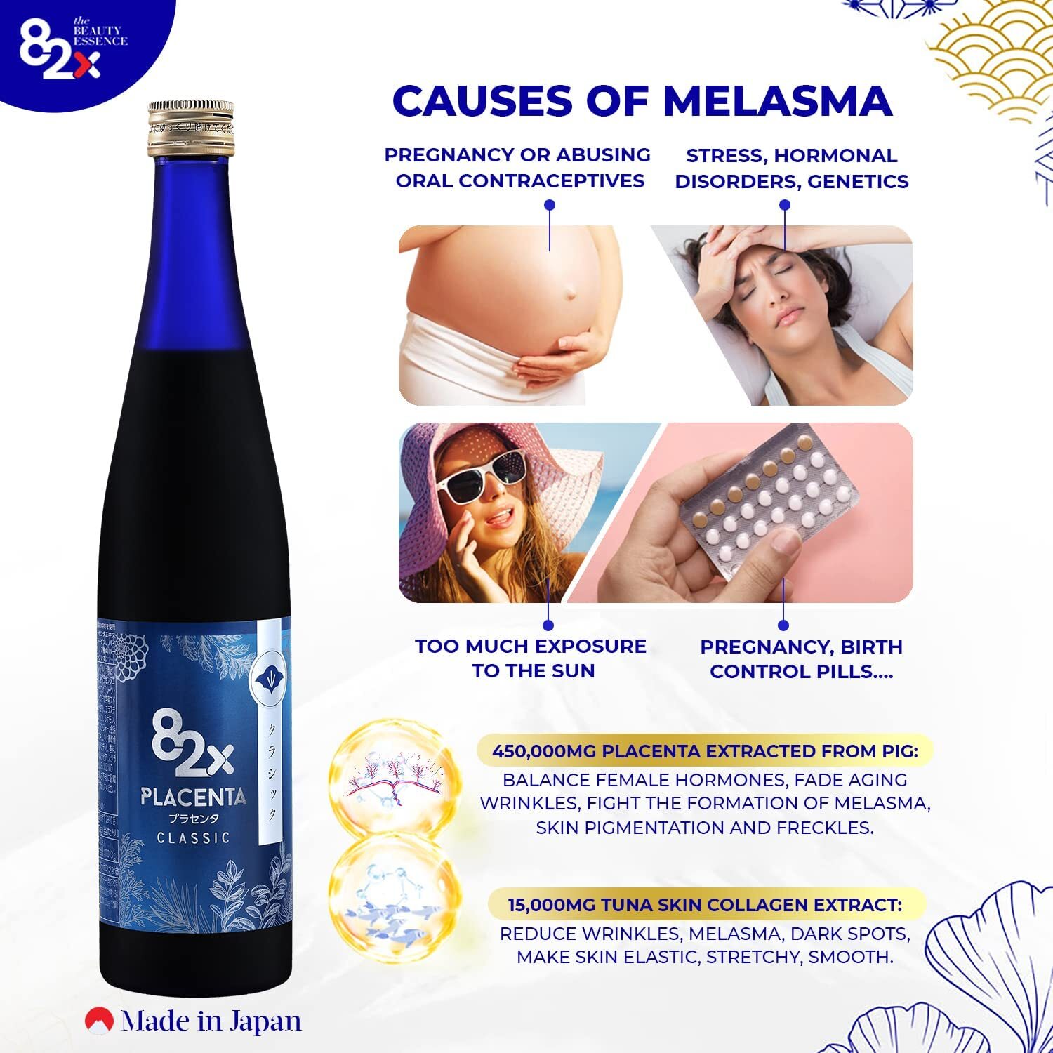 82X Classic Placenta The Original #1 Liquid Marine Collagen Placenta Drink 3Pack
