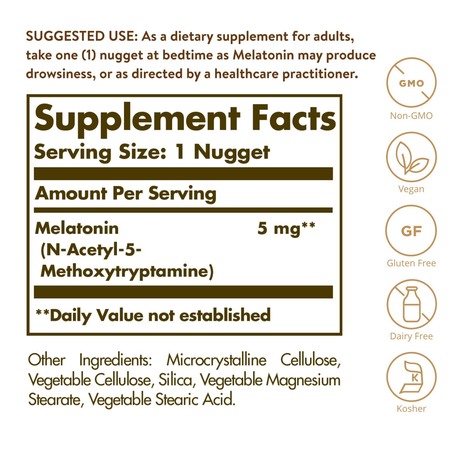 Solgar Melatonin 5 mg 120 Nuggets, Support Sleep and Relax