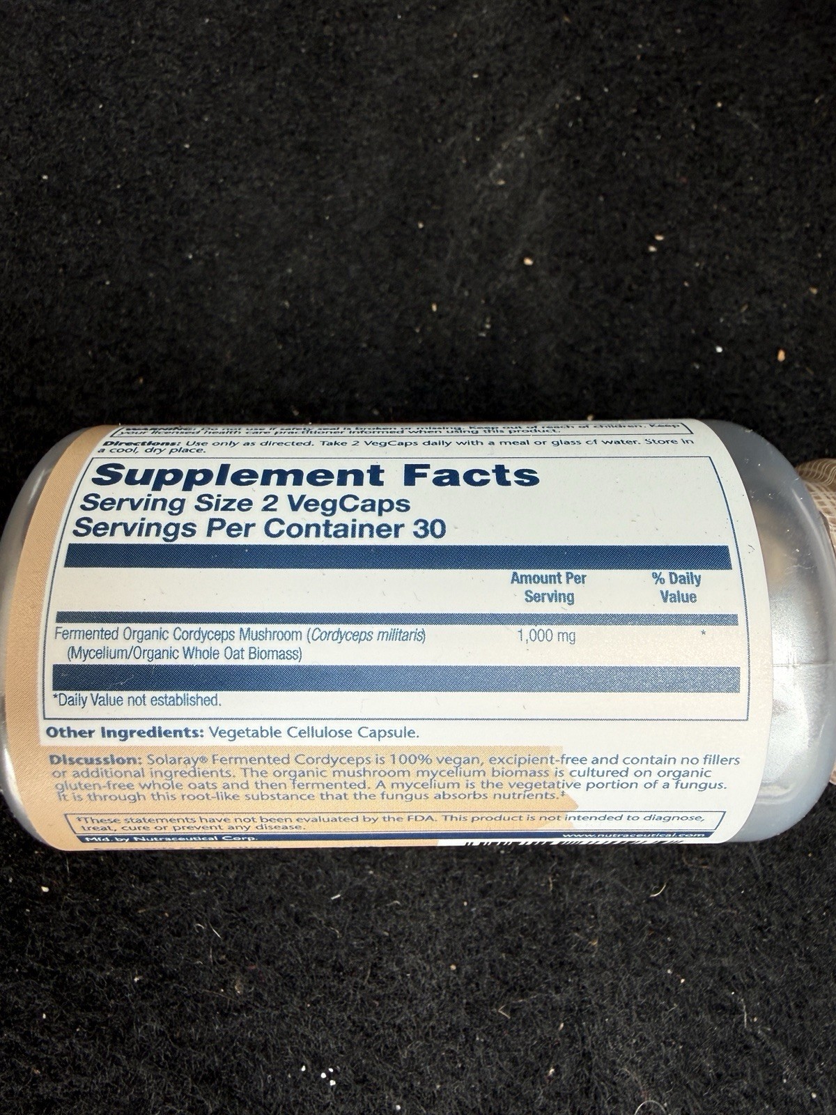 Solaray Cordyceps 1000mg Mushroom Extract 60 Capsules Exp 07/2026