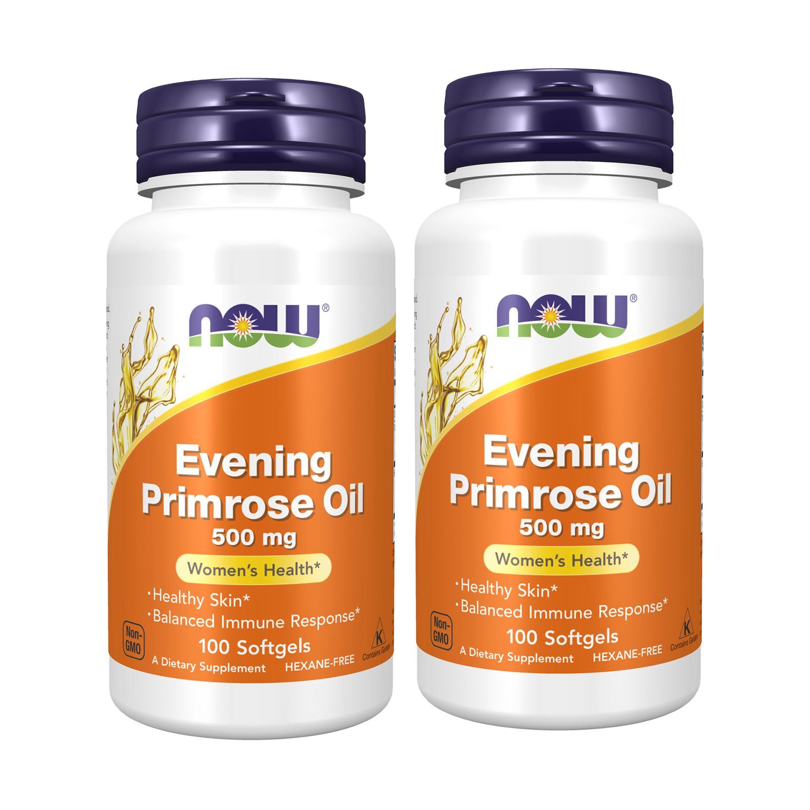 2 x NOW Evening Primrose Oil 500mg 100 SGels Women’s Health