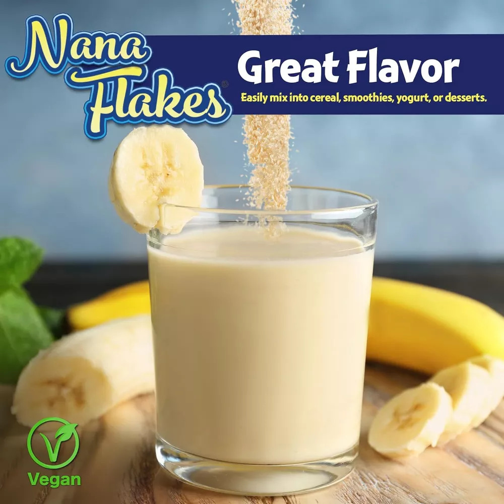 Prebiotic Nana Flakes+ with Inulin 100% Dried Bananas Dietary Supplement 0.32 Oz