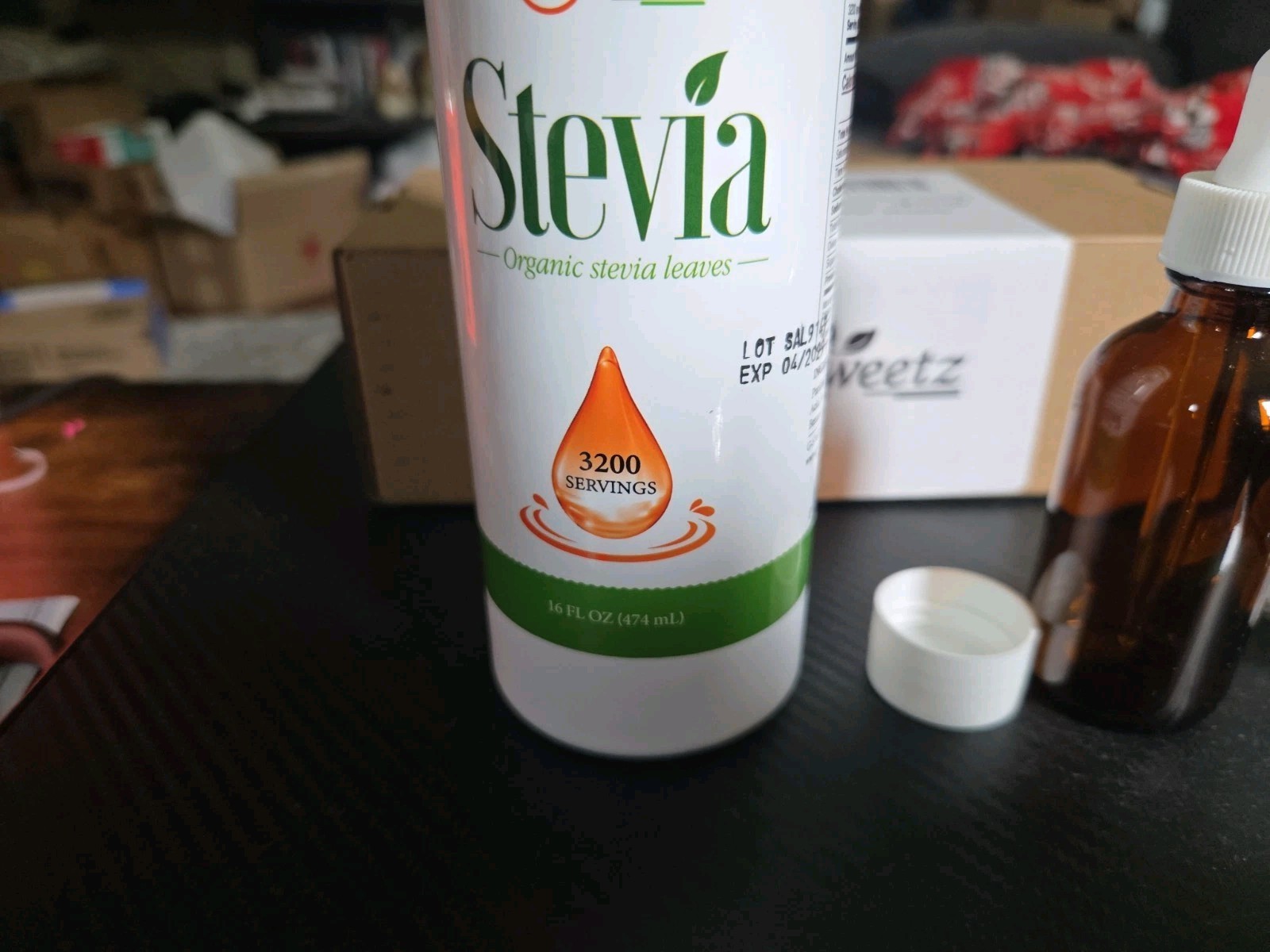 SEALED – Sweetz ORGANIC Liquid Stevia 3200 servings (16) oz. EXP. 04/2029