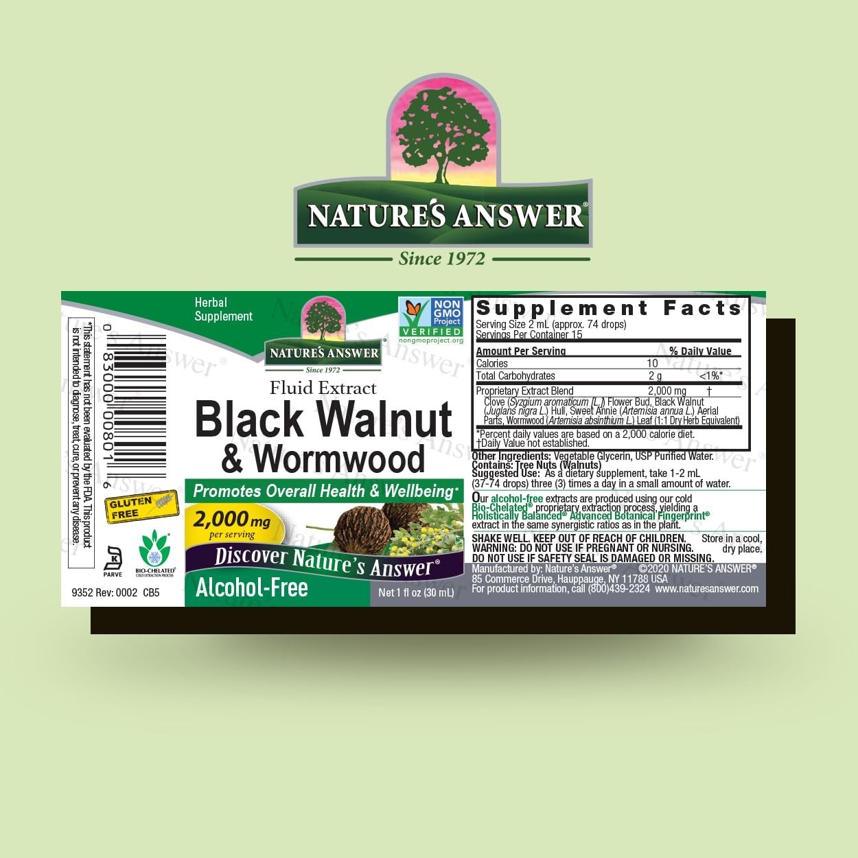 Nature’s Answer Black Walnut & Wormwood 1oz – Enhances Gut & Overall Health
