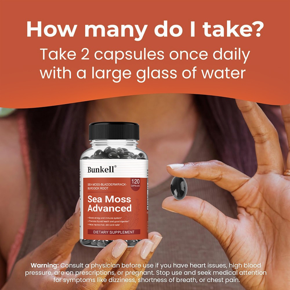 Sea Moss Complex Caps,Mineral Supplement for Thyroid,Gut Digestion,Immune 120 CT
