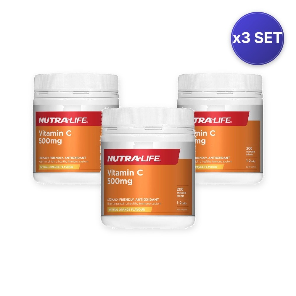 Vitamin C 500mg Chewable Tablets (200 Count) – 3 Pack
