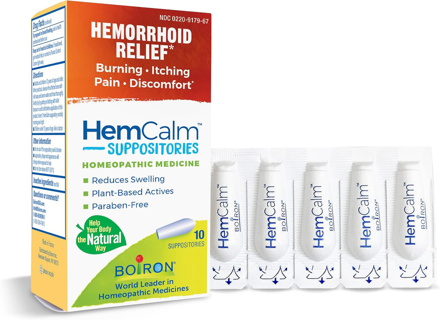 Boiron HemCalm Suppositories for Hemorrhoid Relief of Pain, Itching, Swelling or