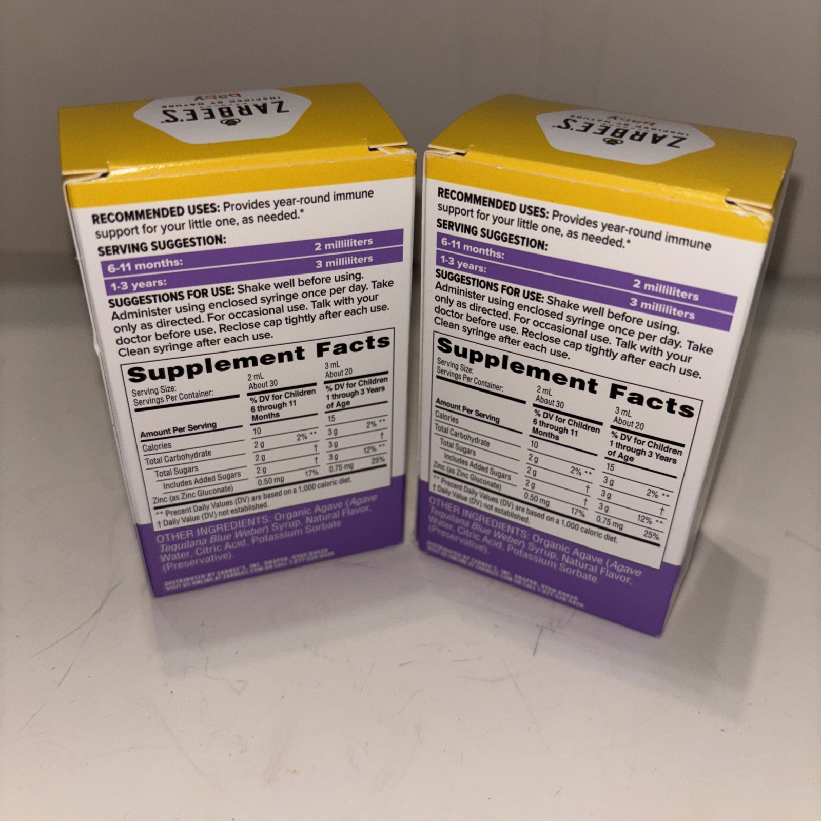 Lot Of 2 Zarbee’s Immune Support Syrup for Baby Grape Flavor 2 fl oz EXP 12/2026
