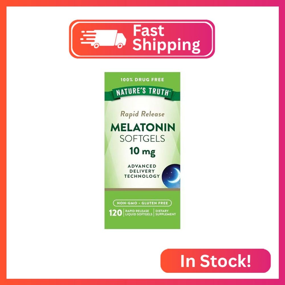 Nature’s Truth Melatonin 10mg | Rapid Release Liquid Softgels | 120 Count | Non-