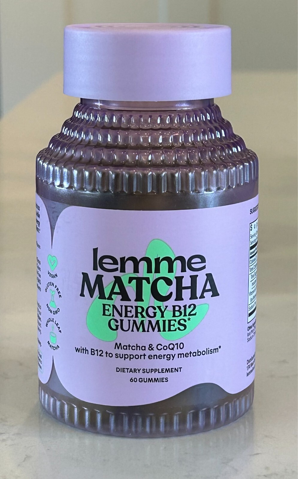 Lemme Matcha Energy B12 Gummies CoQ10 Support Metabolism 60 Ct Exp. 9/26 Sealed