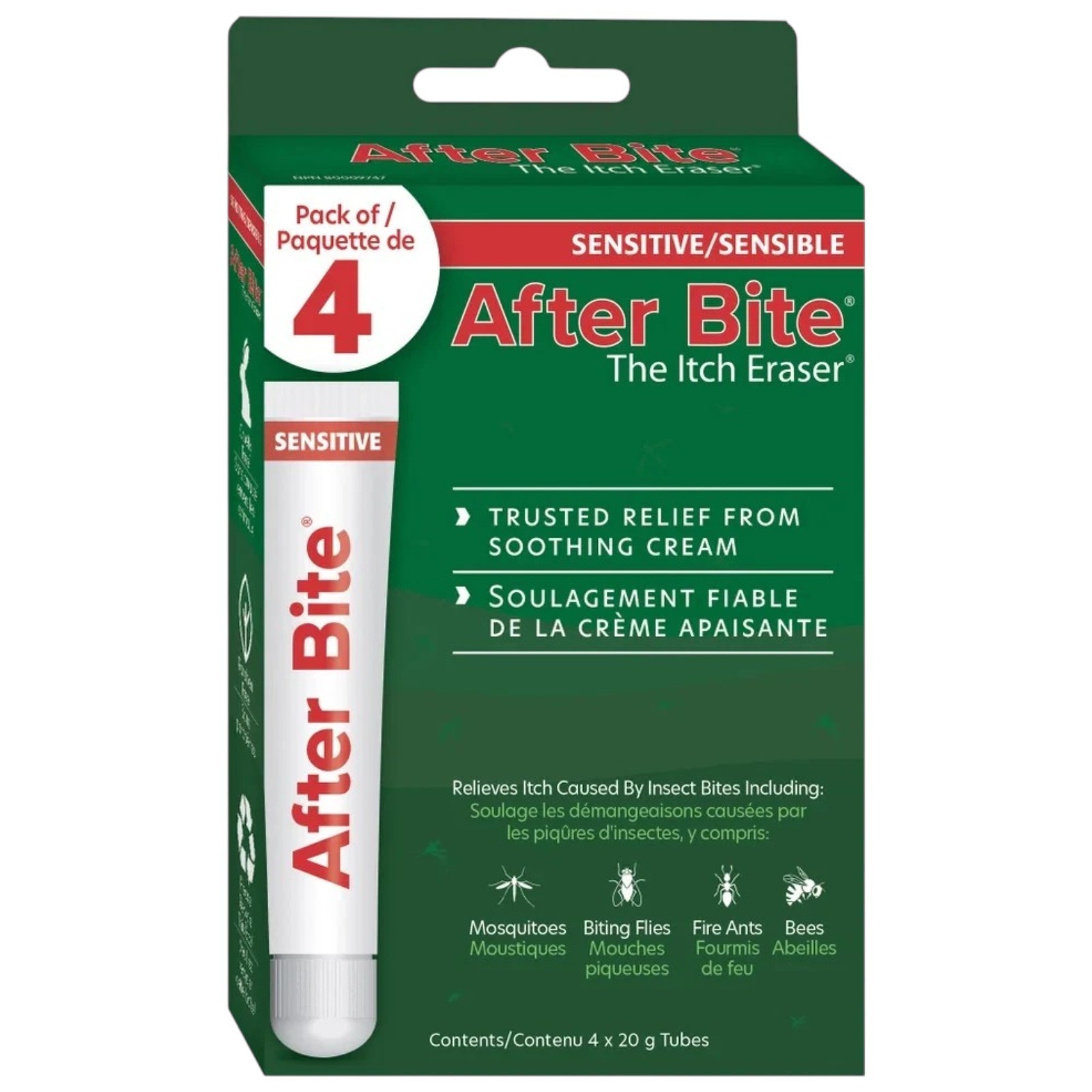 After Bite Sensitive Itch Eraser Trusted Relief Soothing Cream 4 x 20g