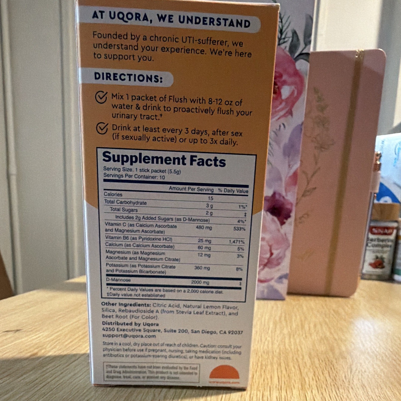 Uqora FLUSH Urinary Care Drink Mix Pink Lemonade 10 Packets 1.9oz Exp 01/27