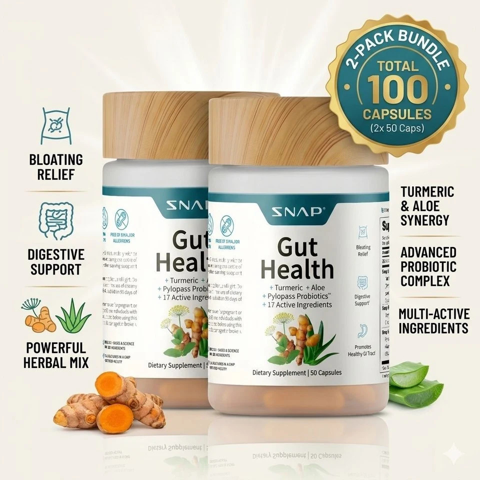 Turmeric Gut Health Capsules 50ct – 2 Pack – Probiotics & Digestive Support