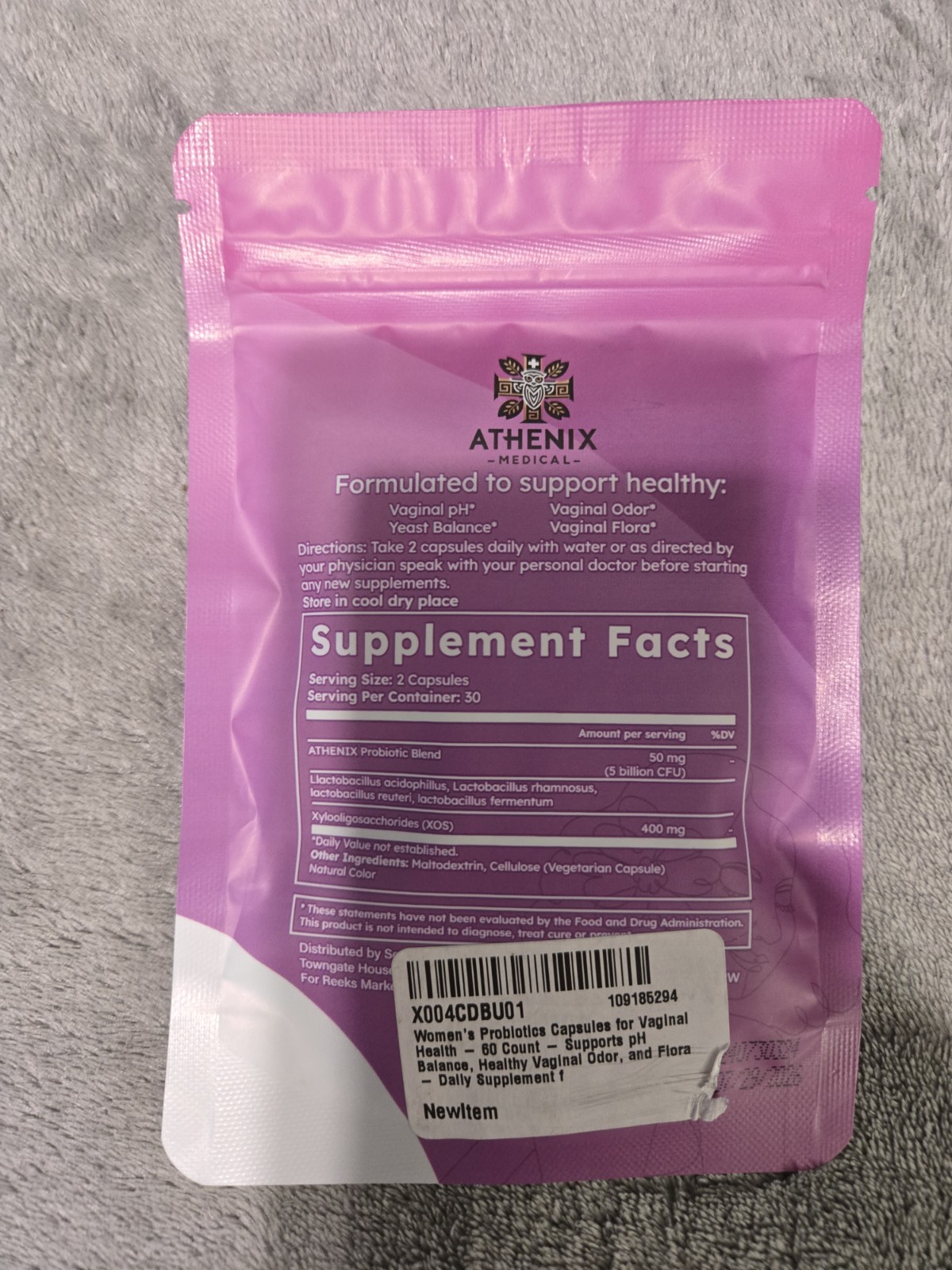 LOT of 2 l! BioBliss Vegan Women’s Probiotic Capsules Vaginal pH Odor Flora 60ct