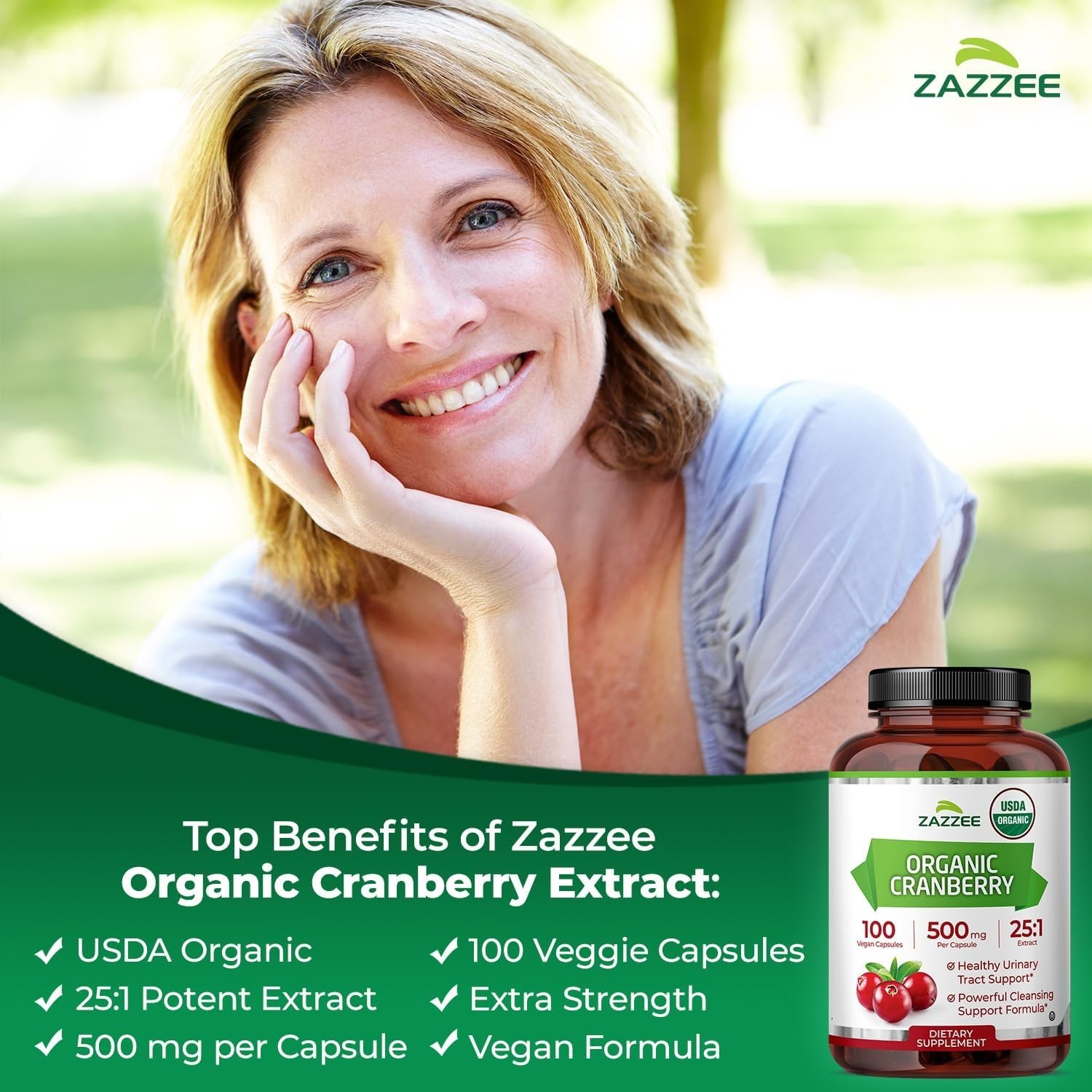 USDA Organic Cranberry Capsules 12500mg 25:1 Extract UTI Bladder Support USA