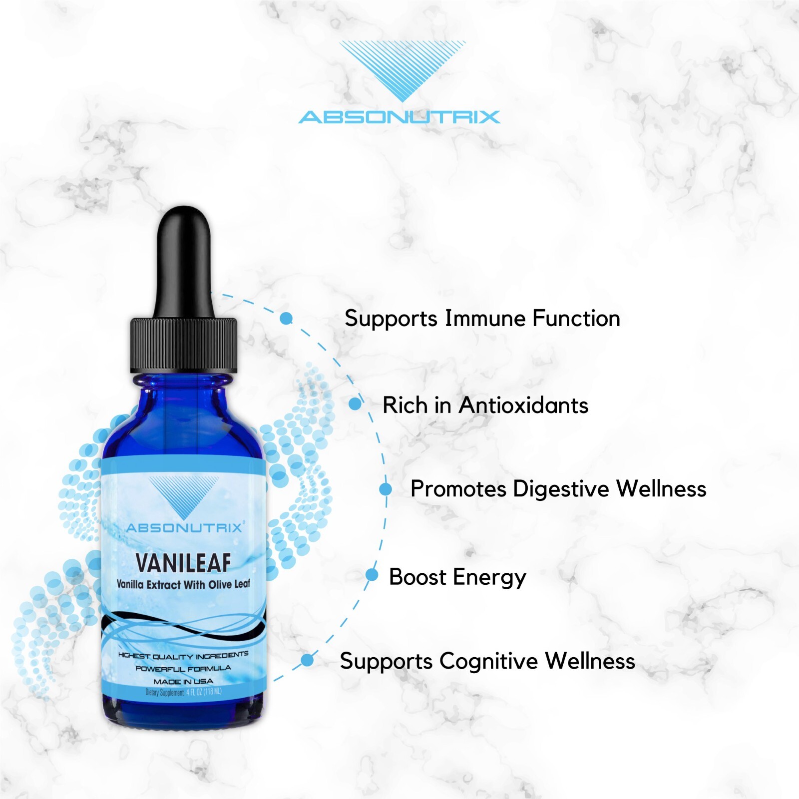 Absonutrix VaniLeaf, 390 mg, 4 FL OZ Liquid, 302 Servings, Made in USA