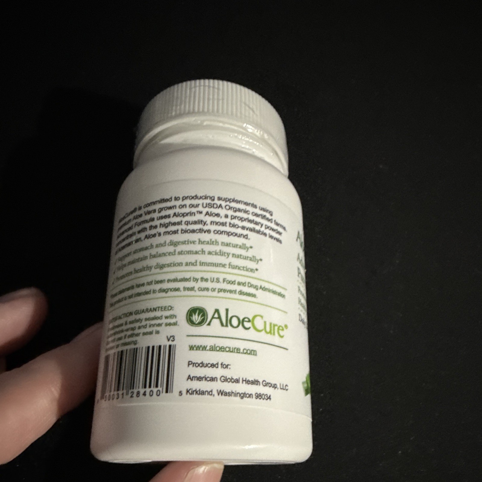 AloeCure Organic Aloe Vera Extract Digestive Support 30 Exp 09/2027