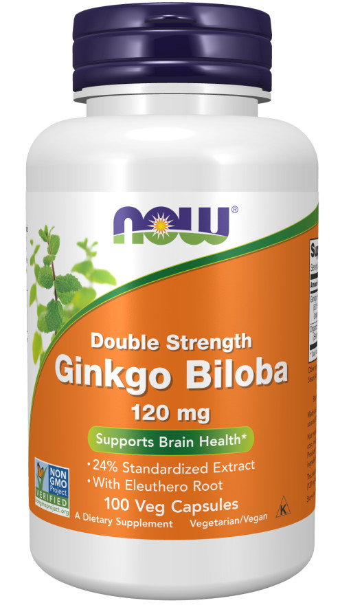 NOW FOODS Ginkgo Biloba, Double Strength 120 mg 100 Veg Caps 10/26EXP