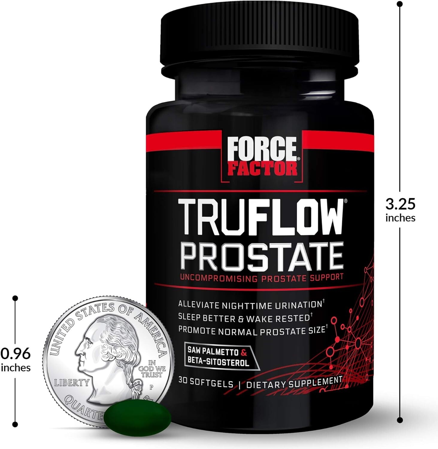 Force Factor TRUFLOW Prostate Support Supplement for Men – 30 Softgels