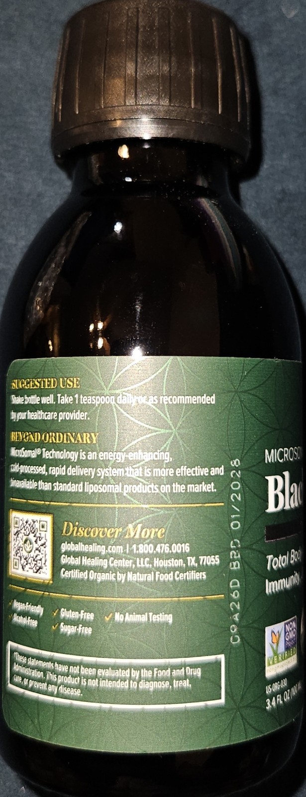 Global Healing Black Seed Oil Organic Cold Pressed Black Cumin Seed Liquid 3.4oz