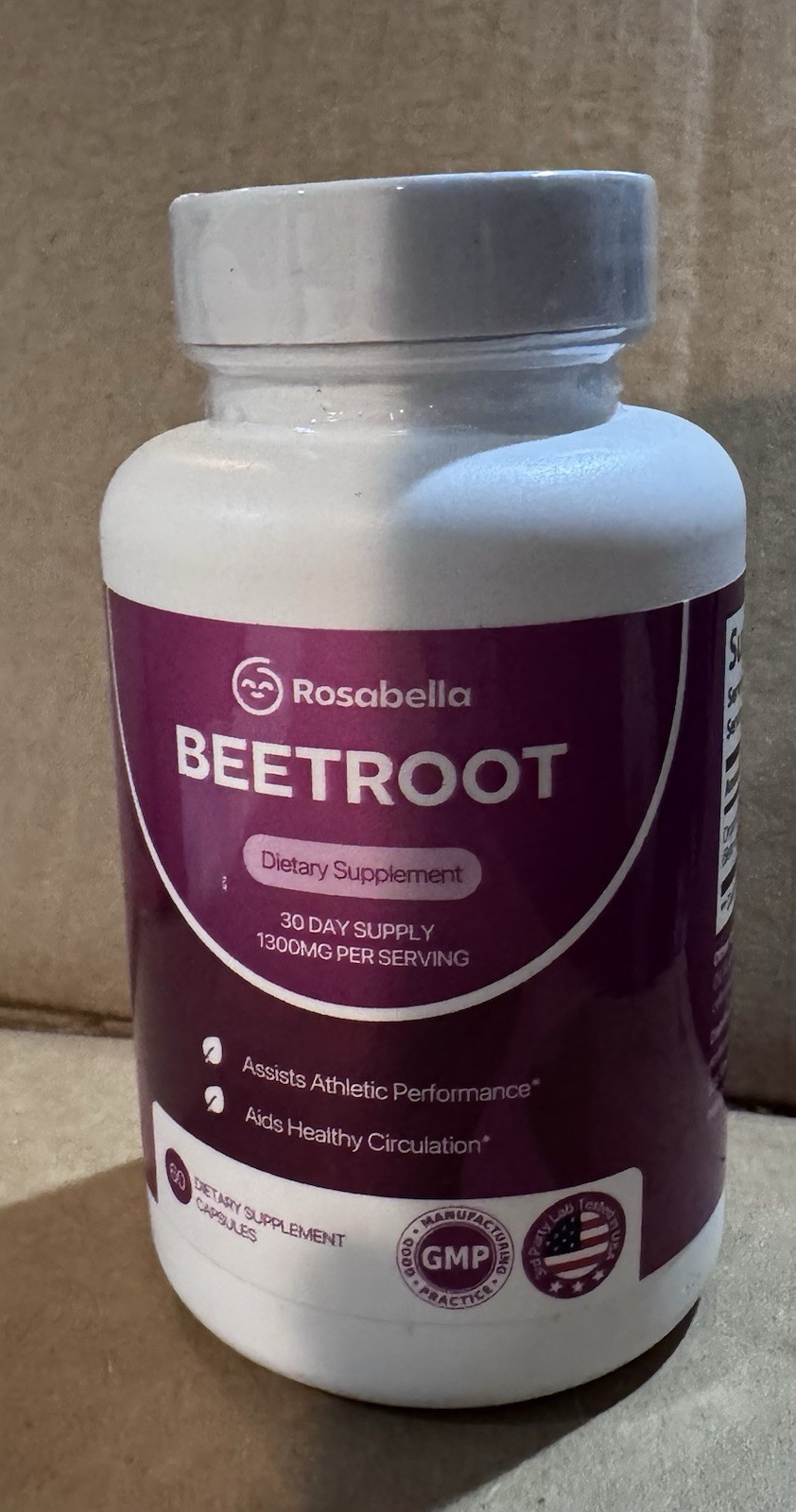 Rosabella Beetroot Dietary Supplement – 1300mg – 30 Day Supply – Exp 01/2028