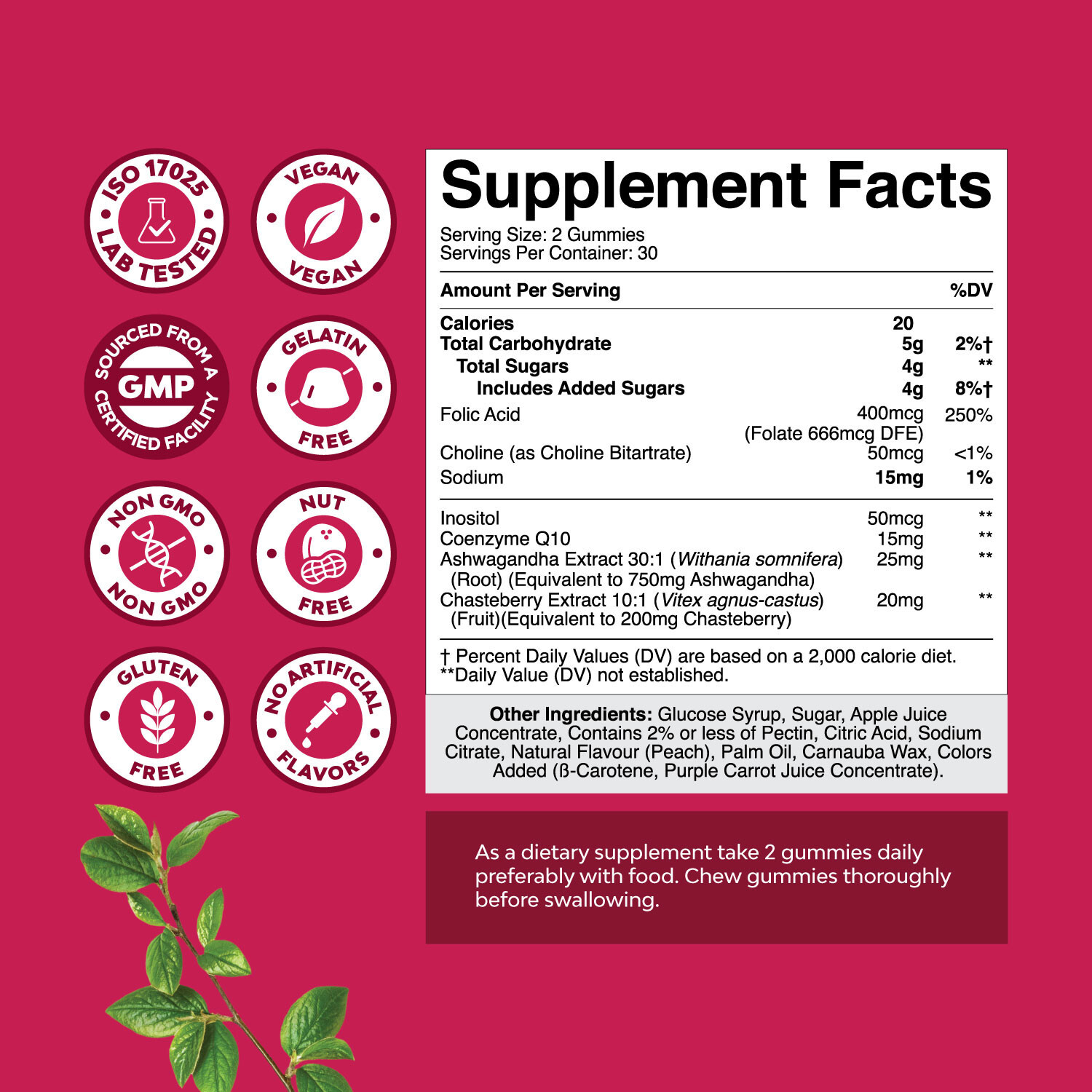 Fertility Gummies for Women Trying to Conceive Vegan Non-GMO & Gluten Free 60ct