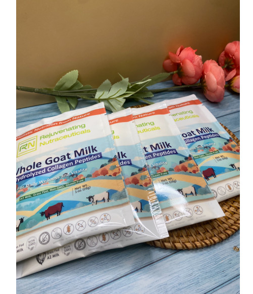 [5 PACK] Grass-Fed Collagen + Whole Goat Milk Pouch *15g Protein* A2 MILK